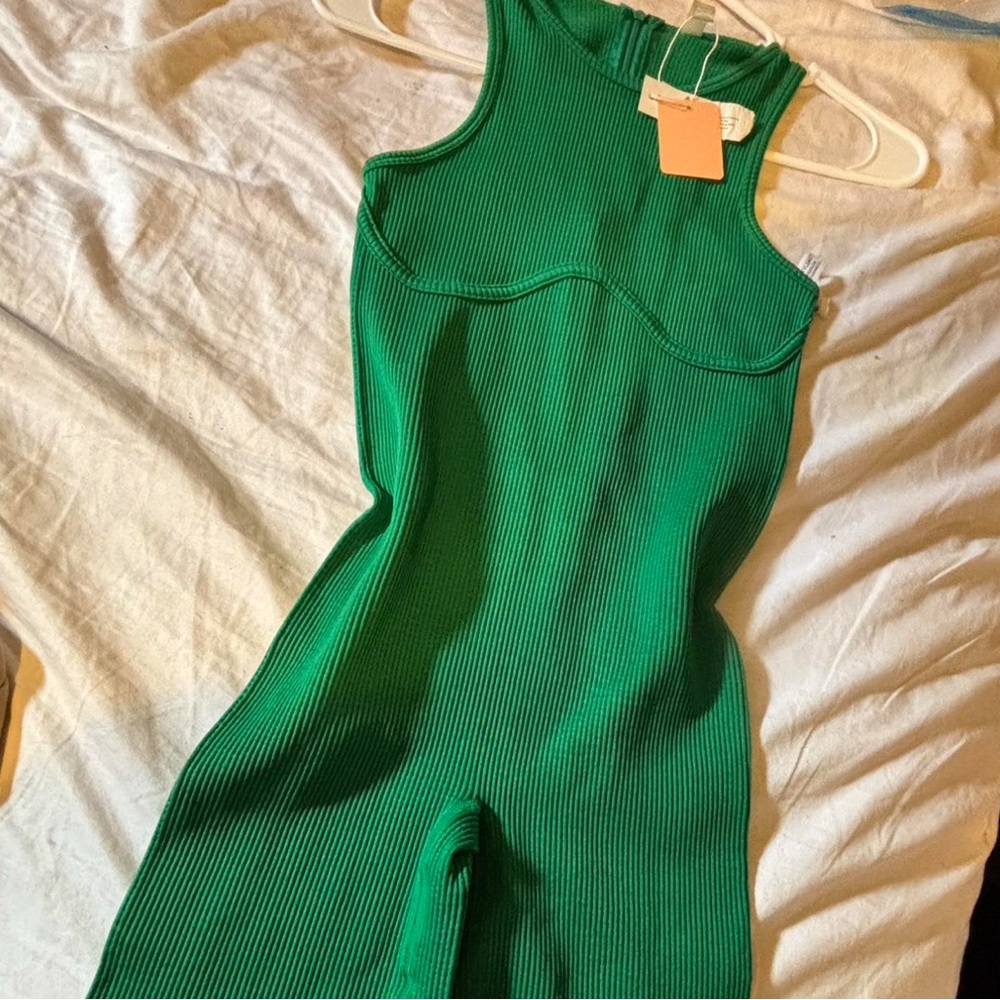Vibrant Green Ribbed Jumpsuit